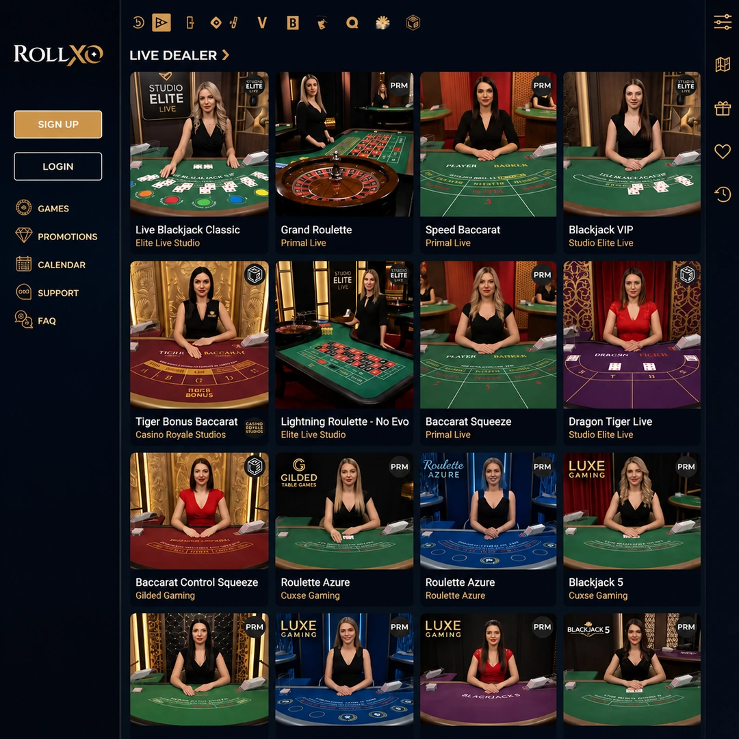Casino RollXO live dealer tables